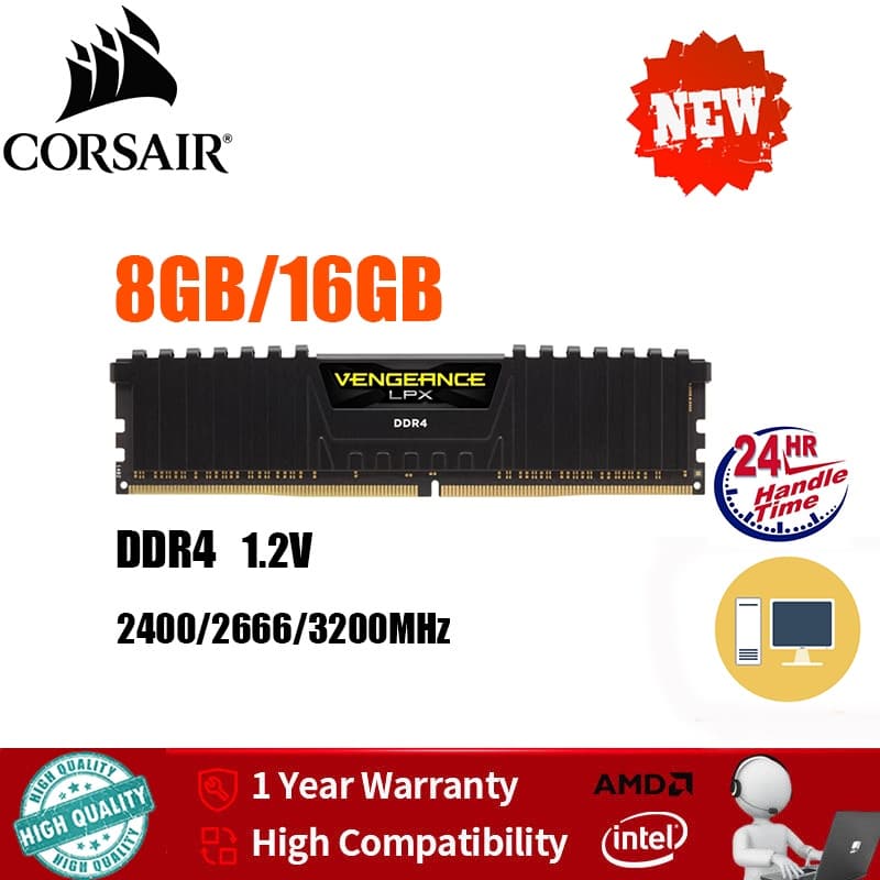 (Envio Rápido) Corsário 8 Gb/16 De Memória Desktop RAM DDR4 DIMM 2400/2666/3200 Mhz 1.2 V PC4-12800 21300 25600 Para PC