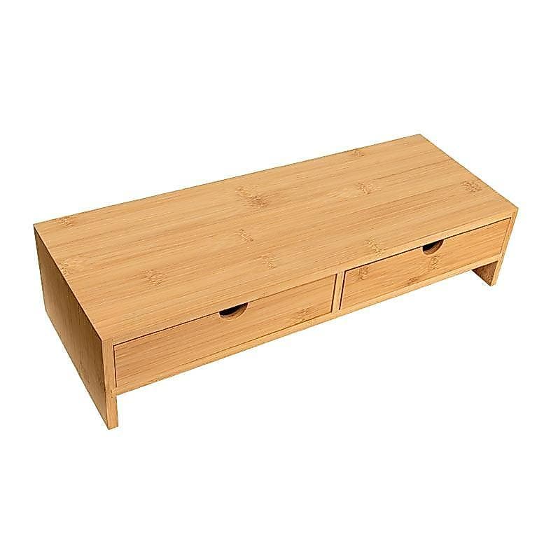 Base Para Monitor Zinnia, Com Elevacao e Organizador, Com Gaveta, Bambu, ZNO-MT2-NT