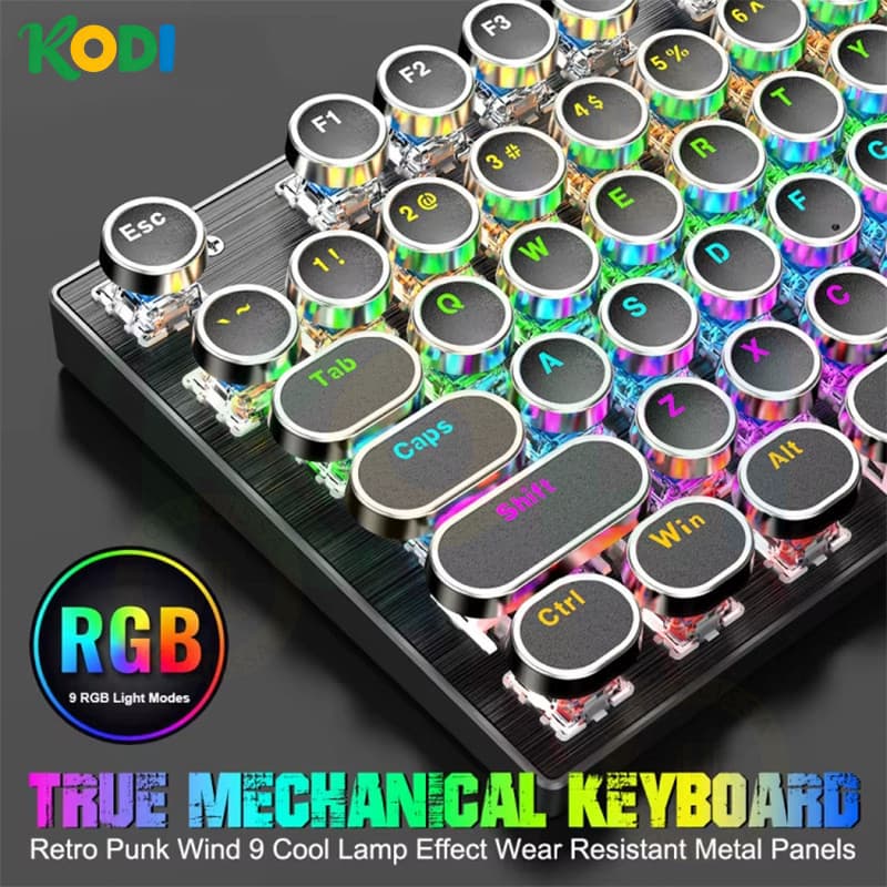 Kit Gamer Teclado Mecânico 100% Estilo Punk + Mouse Gamer | Item Essencial para Jogadores - H7