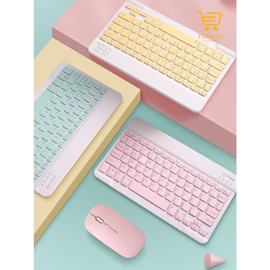 Kit Teclado E Mouse Bluetooth 5.2 Compatível Pc iPhone Android