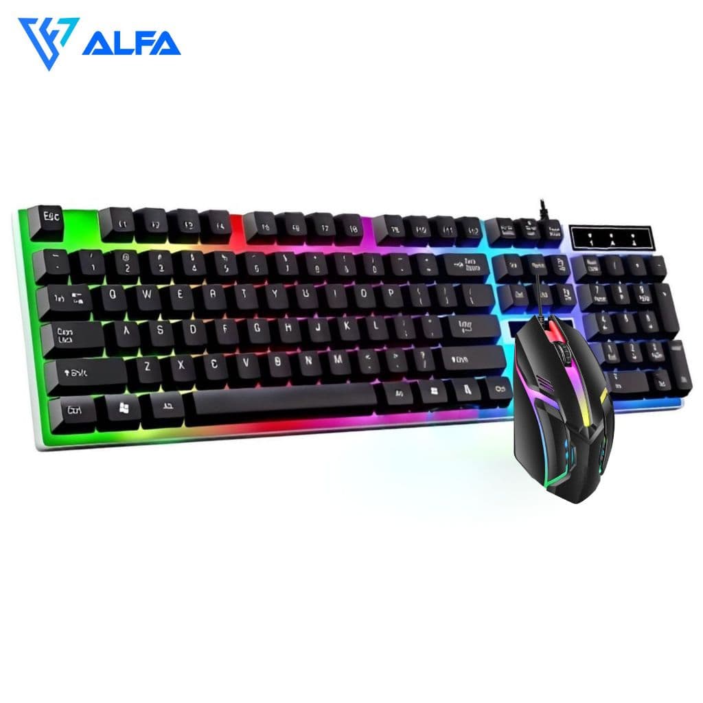 Kit Gamer Teclado Semi Mecânico + Mouse Led Rgb Iluminaria Jogos Usb para Pc