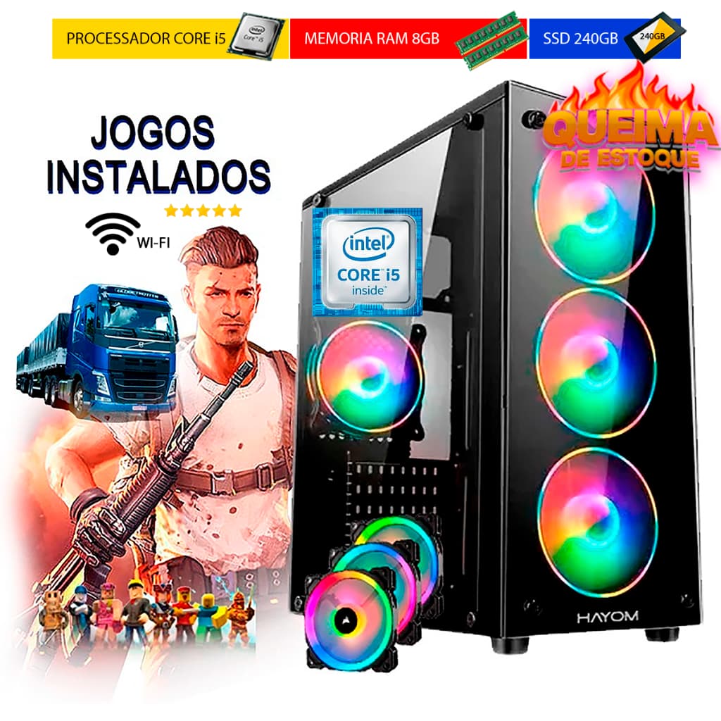 Cpu Gamer Professional I5 4gb Ssd 120gb Wifi + Fonte