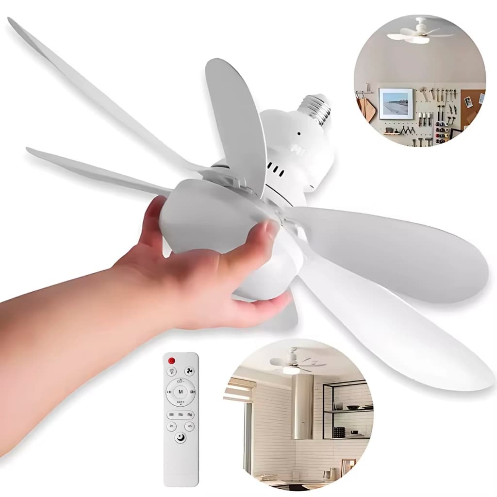 Ventilador de Teto 100W Luz Led 3 Tipos de Luz C/ Controle Remoto Ventilador C/ 5 Hélices Bivolt