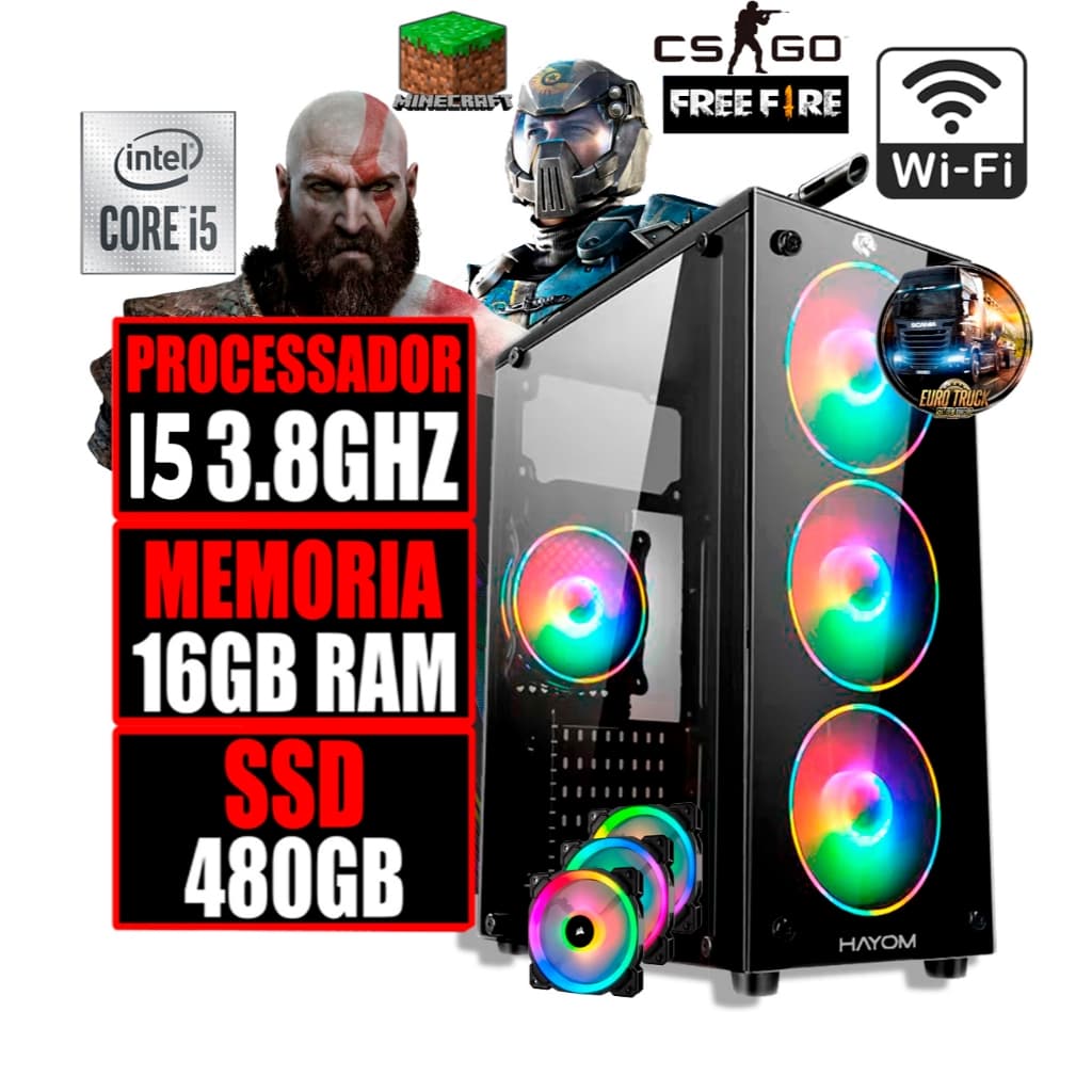 Cpu Gamer Ultra I5 8gb Ssd 480gb Wifi + Fonte + Placa de Video