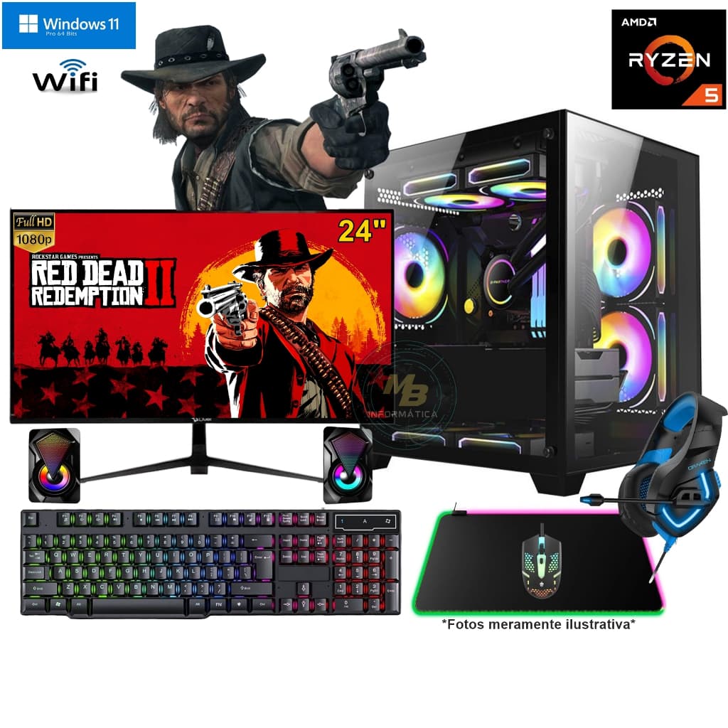 Cpu Gamer Aquário Completo Ryzen 5 5600GT + 32GB Ram 3200mhz profissional e gamers c/garantia e NF.