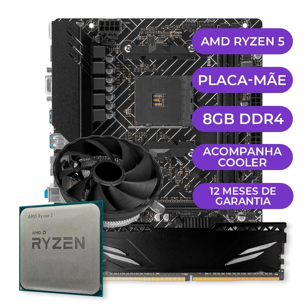 Kit Upgrade Gamer, Processador AMD Ryzen 5 5600GT, A520M, 8GB DDR4