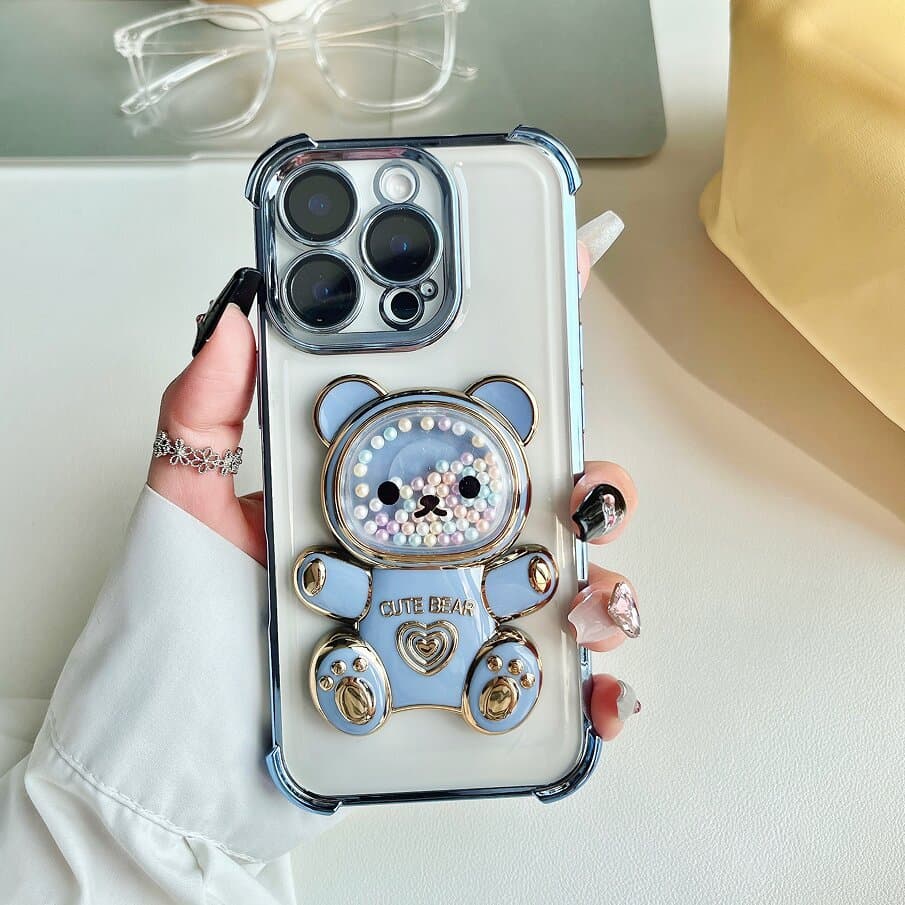 Capinha Xiaomi Redmi Note 14 13 12 11 PRO PLUS Transparente Anti-Impacto Borda Colorida Suporte Urso