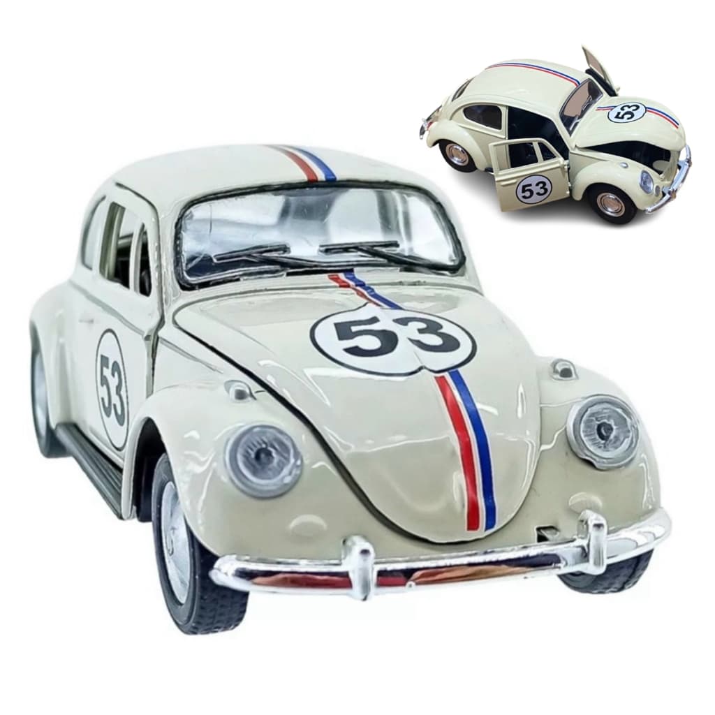 Miniatura Carro Fusca Herbie 53 fusquinha de Metal Realista Coleção Pneus em Borracha Com Fricçao
