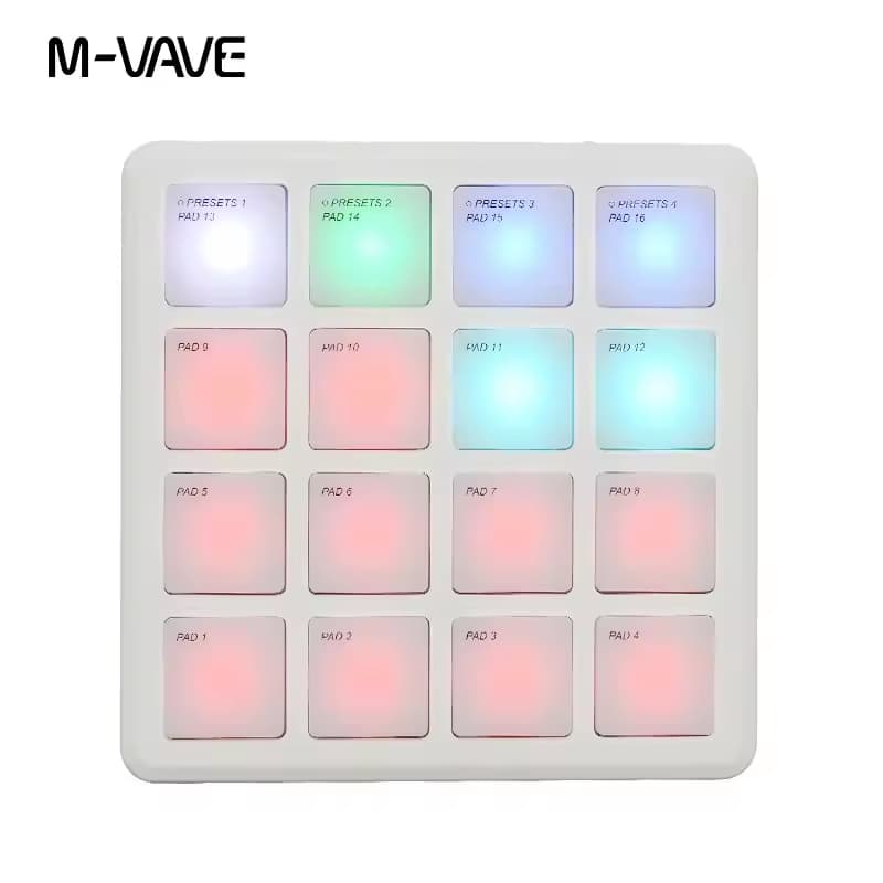 M-VAVE SK-16 SMC-PAD Pocket Pad Controlador MIDI portátil sem fio com 16 pads Teclado de percussão adequado Interface