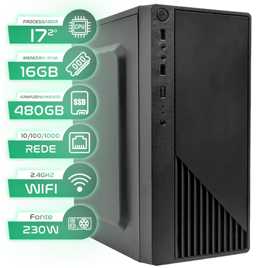 Pc Computador I7 Intel Core Ssd 480GB Memoria 16gb