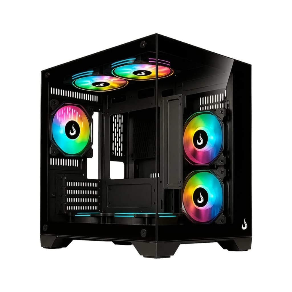 Gabinete PC Gamer Aquario | Rise Mode | Glass M Mini Black | Preto S/fan Compacto | M-ATX
