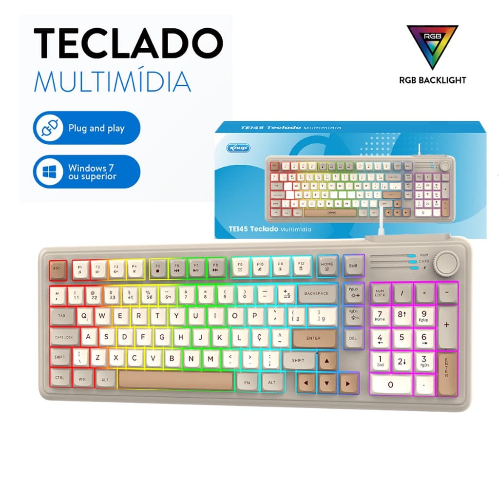 Teclado Semi Mecânico para Jogos Luminoso LED USB Com Fio 100 Teclas