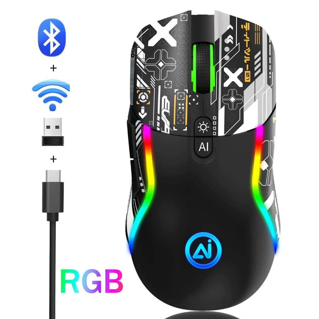 Mouse Gamer RGB Iluminação Óptico UltraMax Sem Fio  Bluetooth5.0 Ergonômico Recarregável Notebook