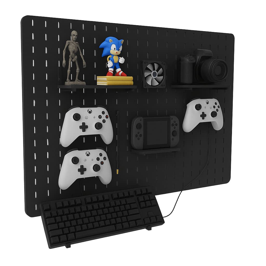 Pegboard Mdf Premium Laminado 80x55 Grande Organizador Setup Gamer Home Office Preto