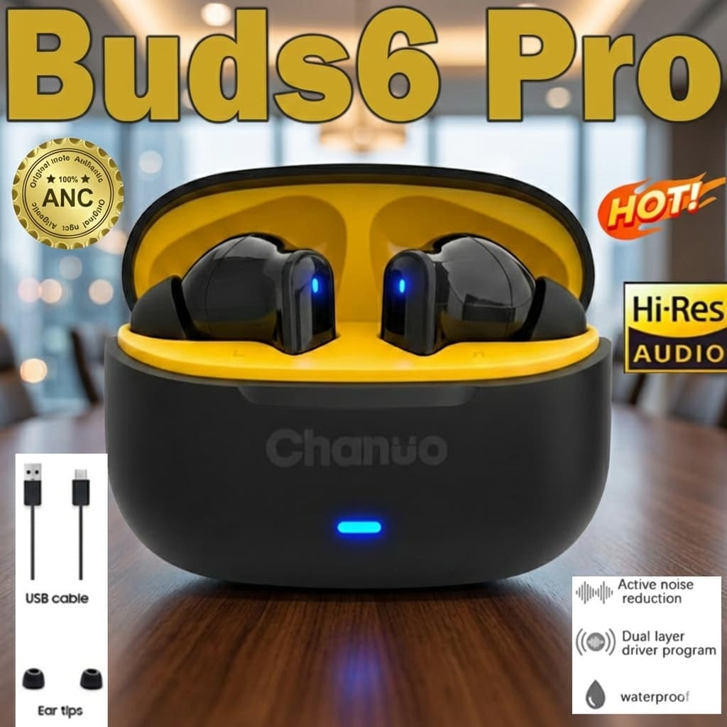 2026 Novo Buds 6 pro TWS Fones de ouvido sem fio Bluetooth Buds 6 Pro com cancelamento de ruído ANC