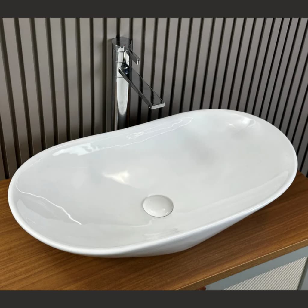 Cuba 63x36 de Porcelana Louça Gréccia com Válvula Click Porcelana inclusa Banheiro Lavabo