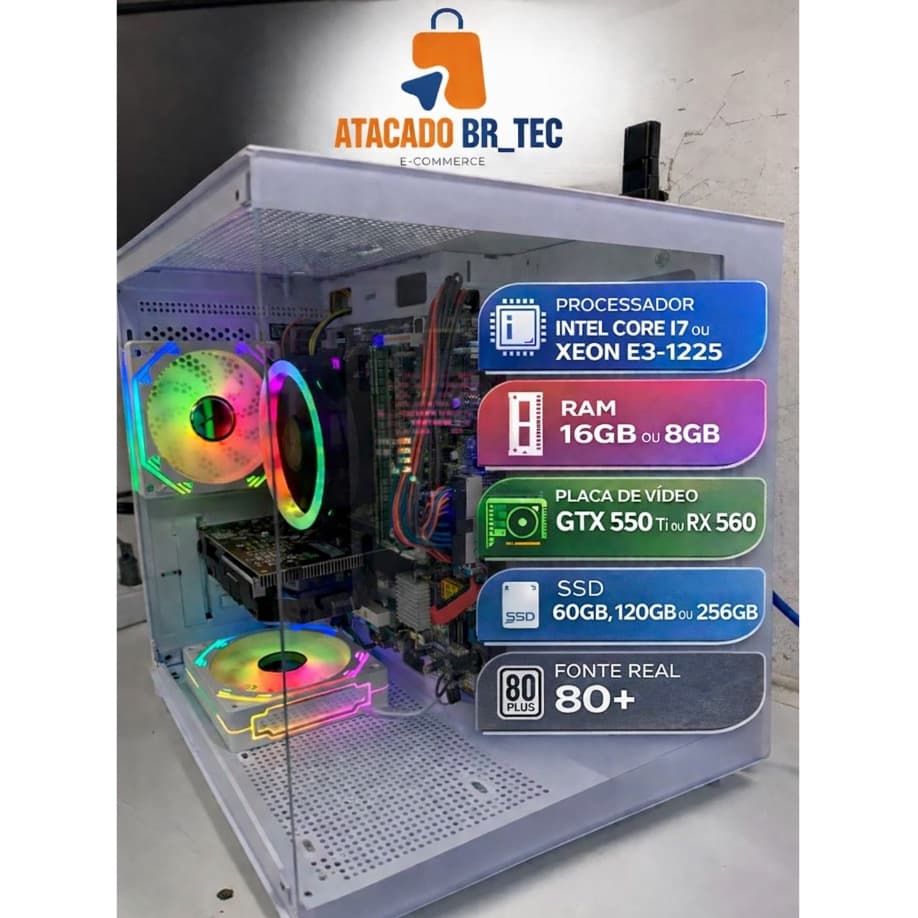COMPUTADOR GAMER BARATO I7 OU XEON E3 1225 + SSD + FONTE REAL  500w + WI-FI JA INCLUSO GTX 550TI 2G OU  DDR5 OU RX560 4G