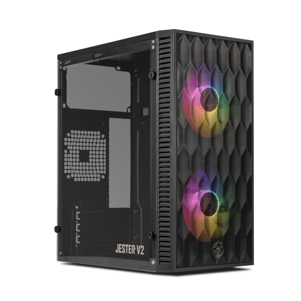 Gabinete Gamer TGT Jester V2 Rainbow Mini-Tower Lateral de Acrilico c/2 Fans, Preto TGT-JSRV2-BKGF02