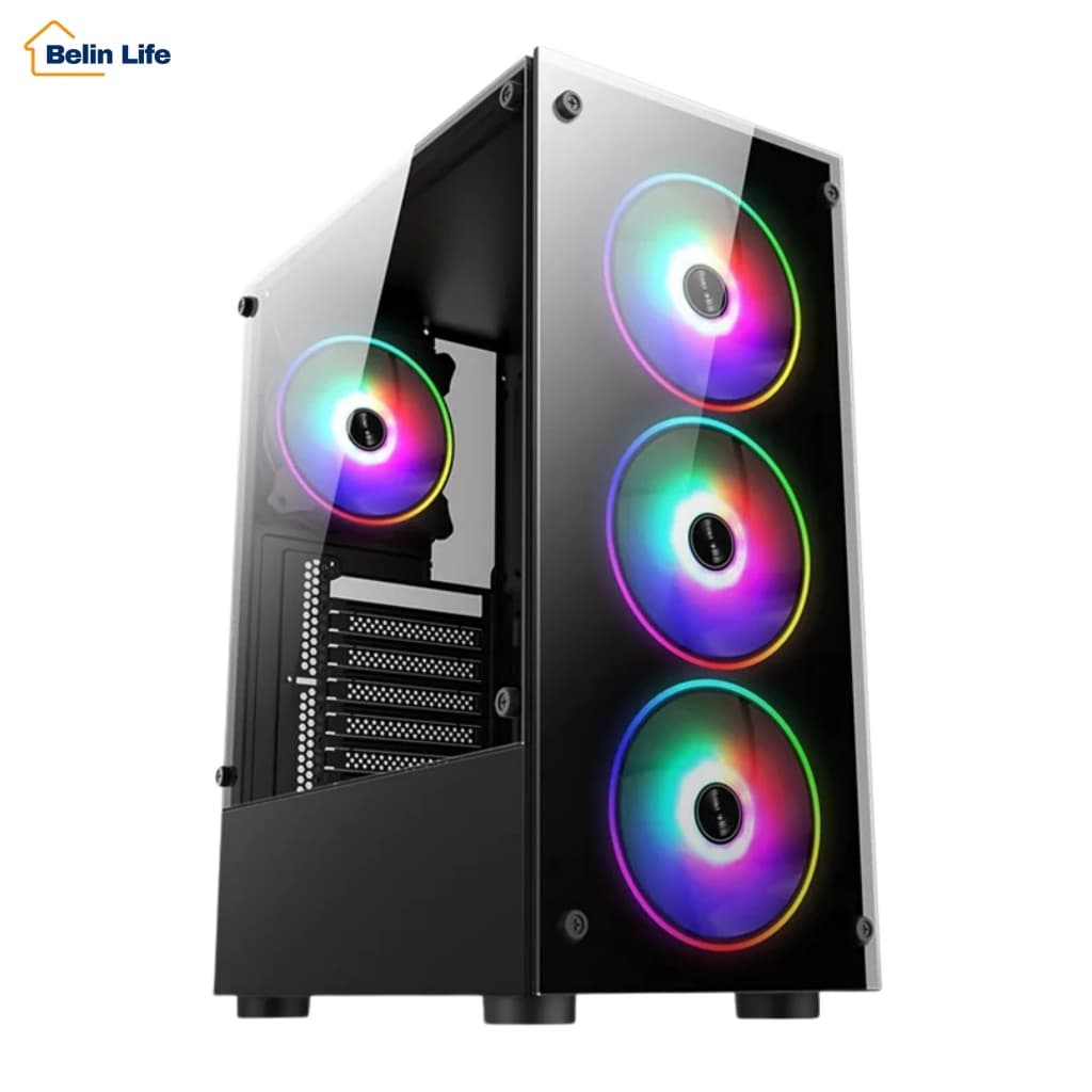 Gabinete Gamer ATX Com 4 Fans RGB Lateral Vidro Temperado Suporte GPU 310mm Profissional