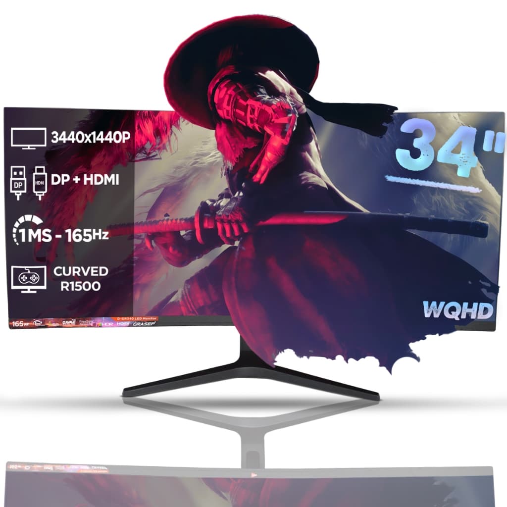 Monitor Gaming Serie Tela Led Reta/Curva 34", 27" ou 23,6'' Full HD 100Hz 1ms - ESCOLHA POR MODELO