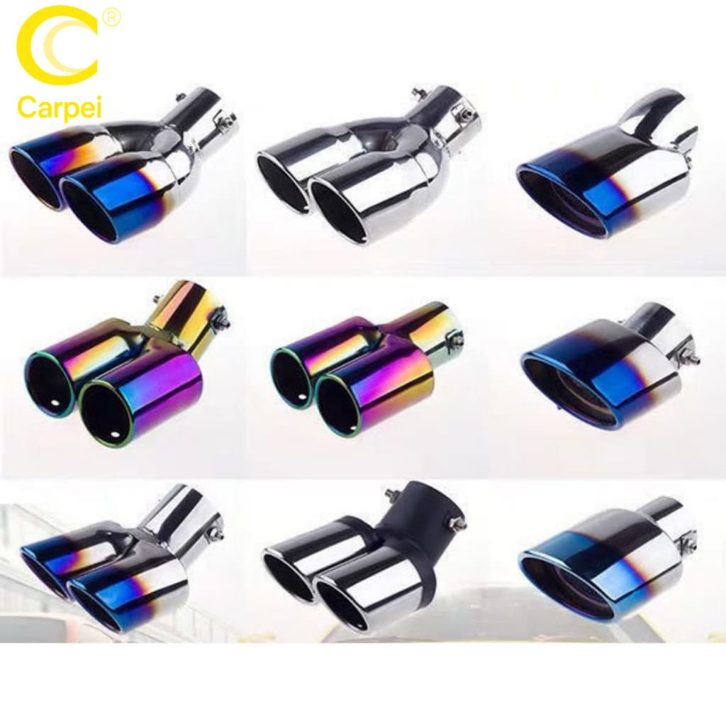 Universal Burned Tip Reto Bisel Saída Dupla Ponta Escapamento Carro Aço Inoxidável Slant Laminado Borda Auto Silenciador
