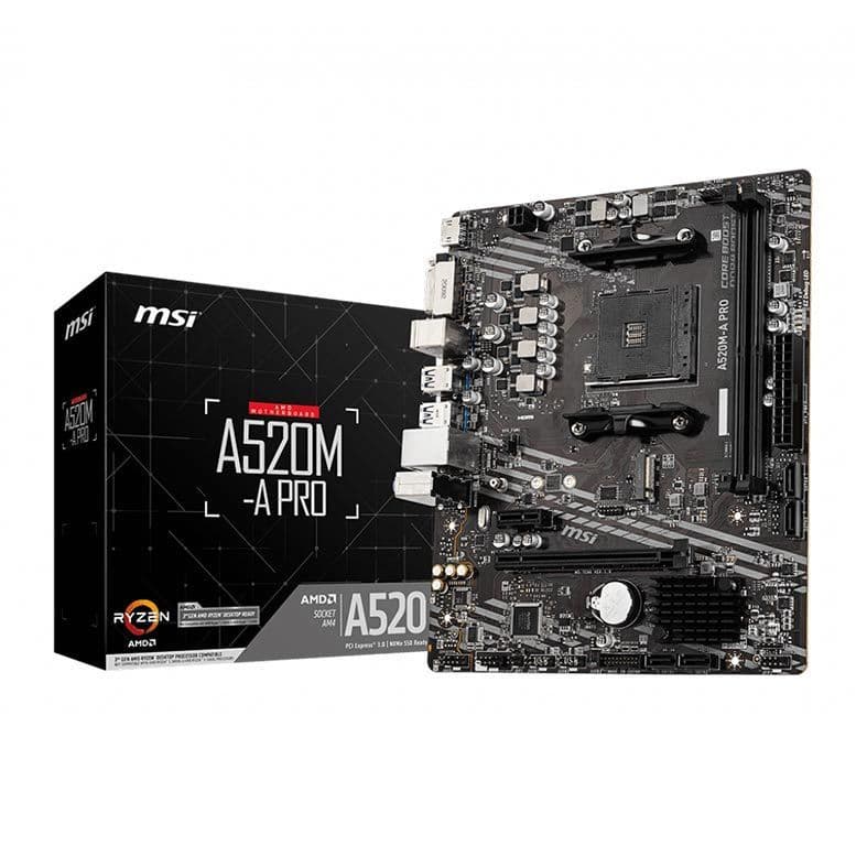 Placa Mãe MSI A520M-A PRO, DDR4, Socket AMD AM4, mATX, Chipset A520, MSIA520MAPRO