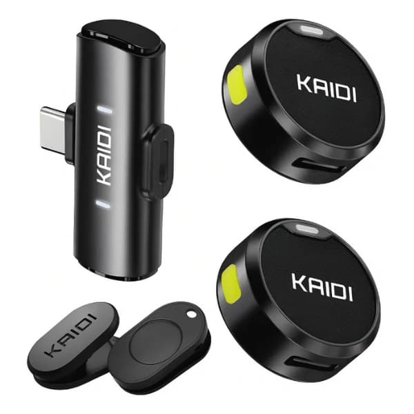 Microfone Lapela Sem Fio Com Imã Duplo Tipo-C Profissional Kaidi Kmf4-C