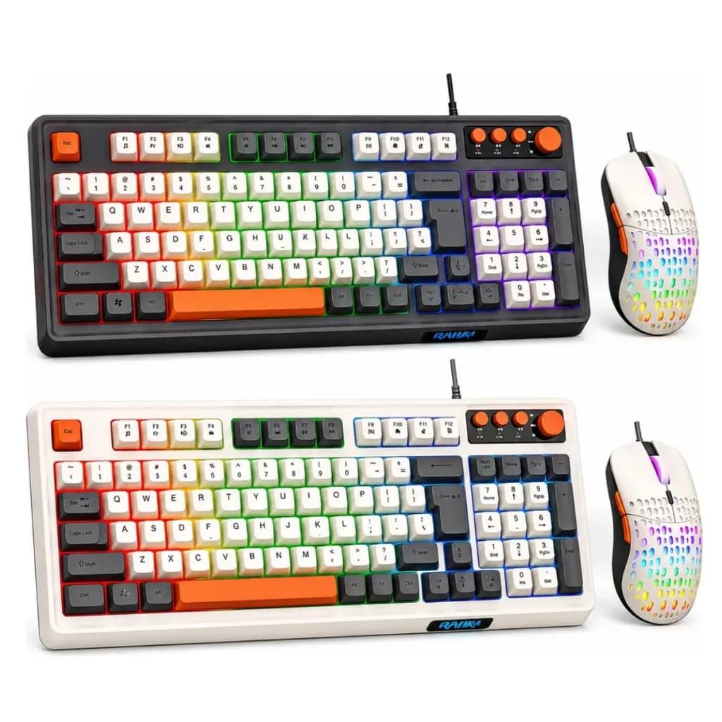 Kit Teclado E Mouse De Gamer Com Fio Para Três combinações de cores Iluminado 98 Teclas