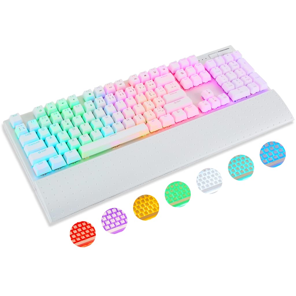 Teclado Mecânico 104 Teclas RGB Switch Titanium USB ABNT2 Anti-Ghosting com Apoio de Pulso e Switch Trocável