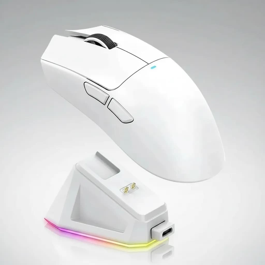 Mouse Gamer Sem Fio Tri-Mode Com Dock De Carregamento Magnético Ultraleve RGB Alta Performance PC