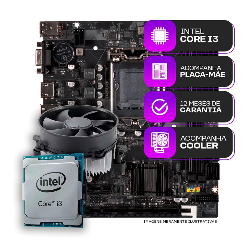 Kit Upgrade, Processador Intel Core i3-3220 + placa mãe