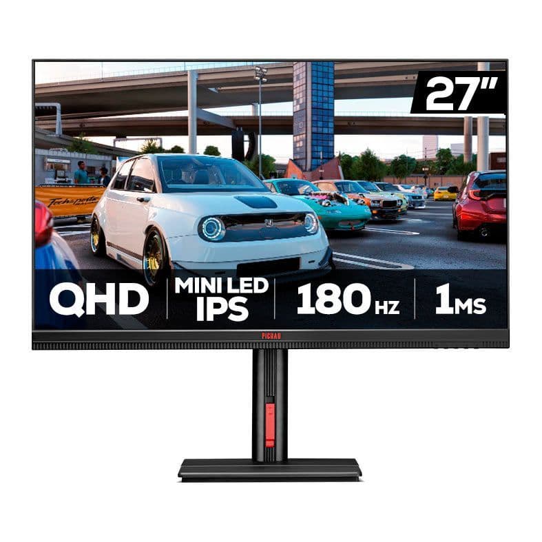Monitor Gamer Pichau Quantum, MiniLED, 27 Pol, IPS, QHD, 1ms, 180Hz, HDMI/DP, PG-QUTM01-BL01