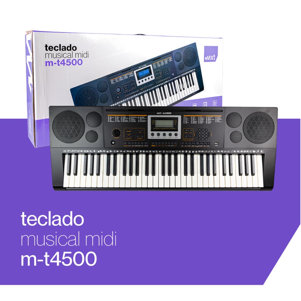 TECLADO MUSICAL 500 TIMBRES E 500 RITMOS, 3 MODOS TEACHING, PRETO, MODELO: M-T4500