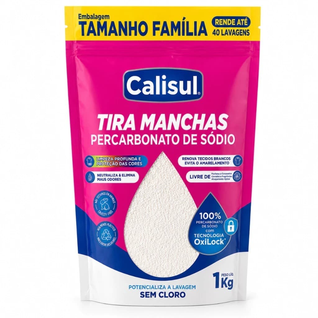Percarbonato 100% Puro Tira Manchas Roupas Brancas e Coloridas