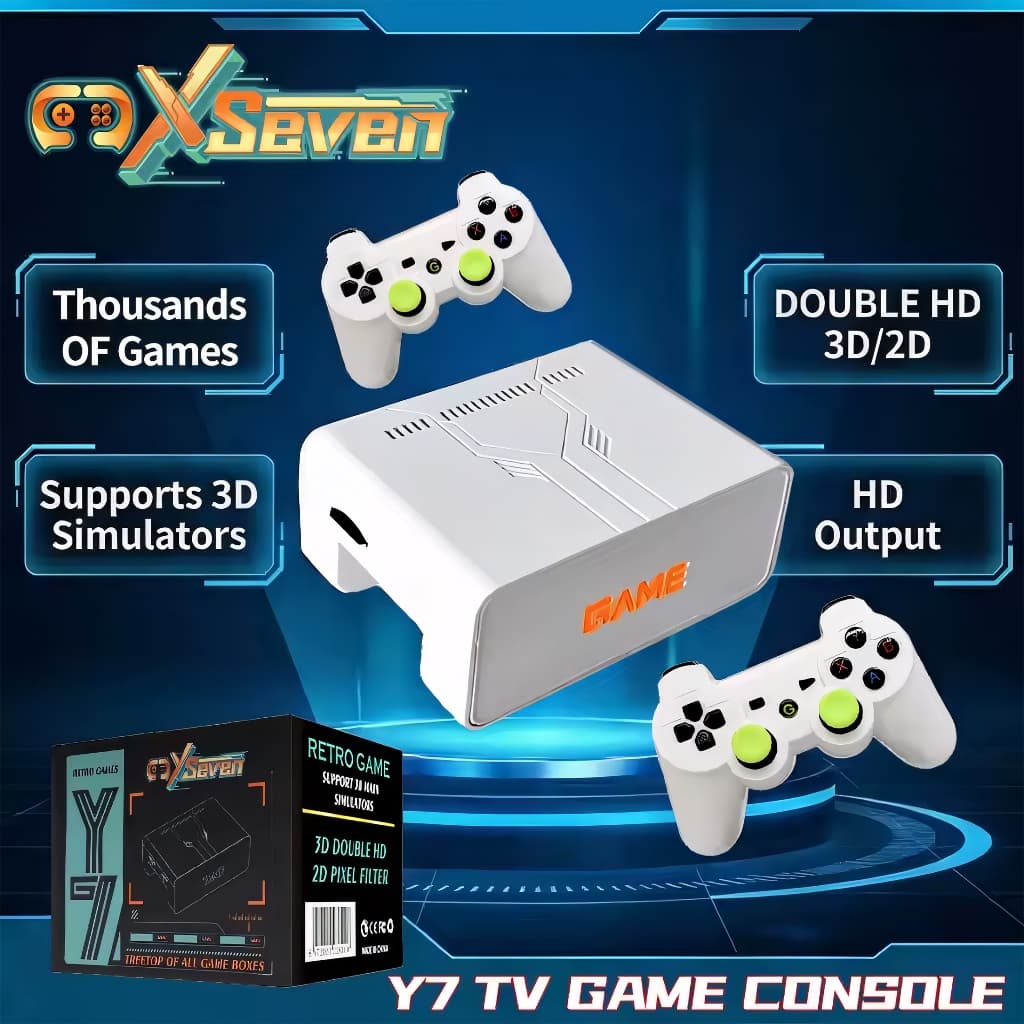 Game Stick Y7 ORIGINAL 128GB Atualizado Videogame + 2 Controles Sem Fio Recarregáveis, HDMI 4K