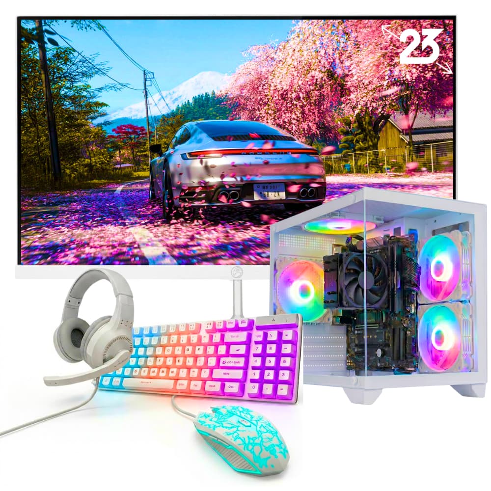Computador Pc Gamer Amd Ryzen 7 5700g Vega 8, Ram 32GB DDR4, SSD 960GB, Fonte 500w 80 Plus, Monitor 23" FHD