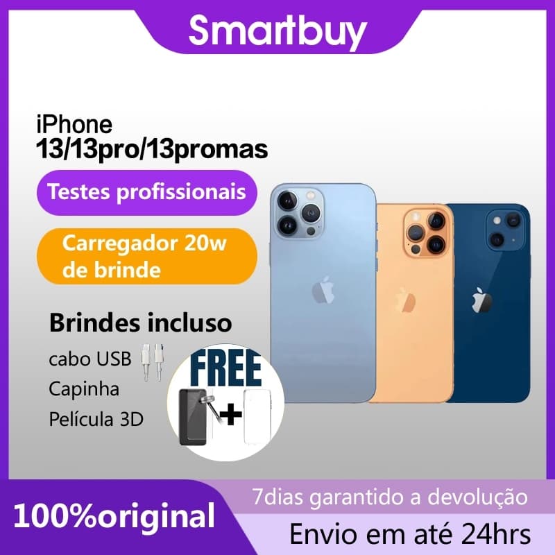 Celular IPhone 13 / 13 Pro/ 13 Pro Max 128GB 256GB 100% Original Saúde da bateria 90-100%