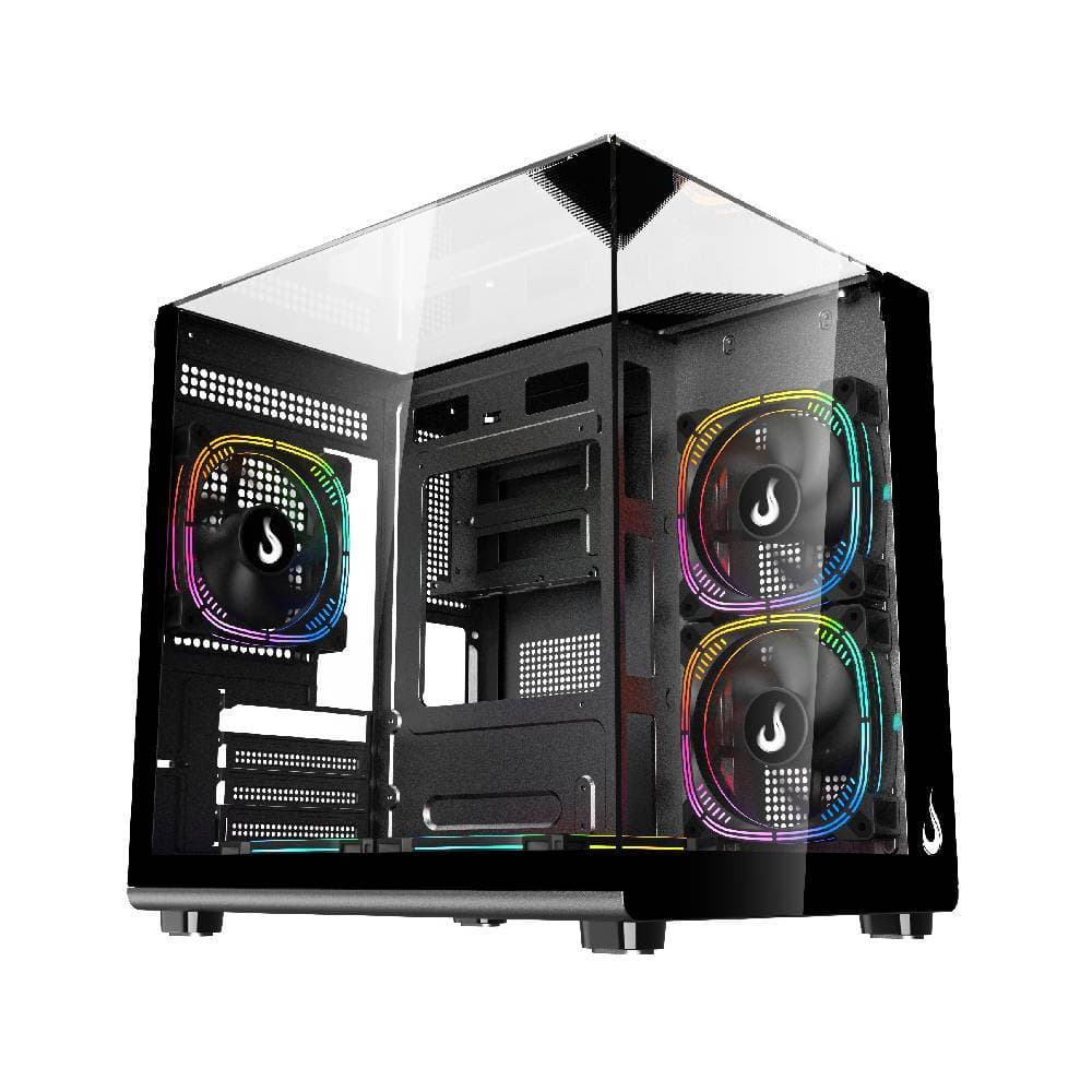 Gabinete Gamer Rise Mode Galaxy Full Glass X Mini Vidro Temperado USB 3.0 S/ Fan Preto - RM-CA-FGXN-B