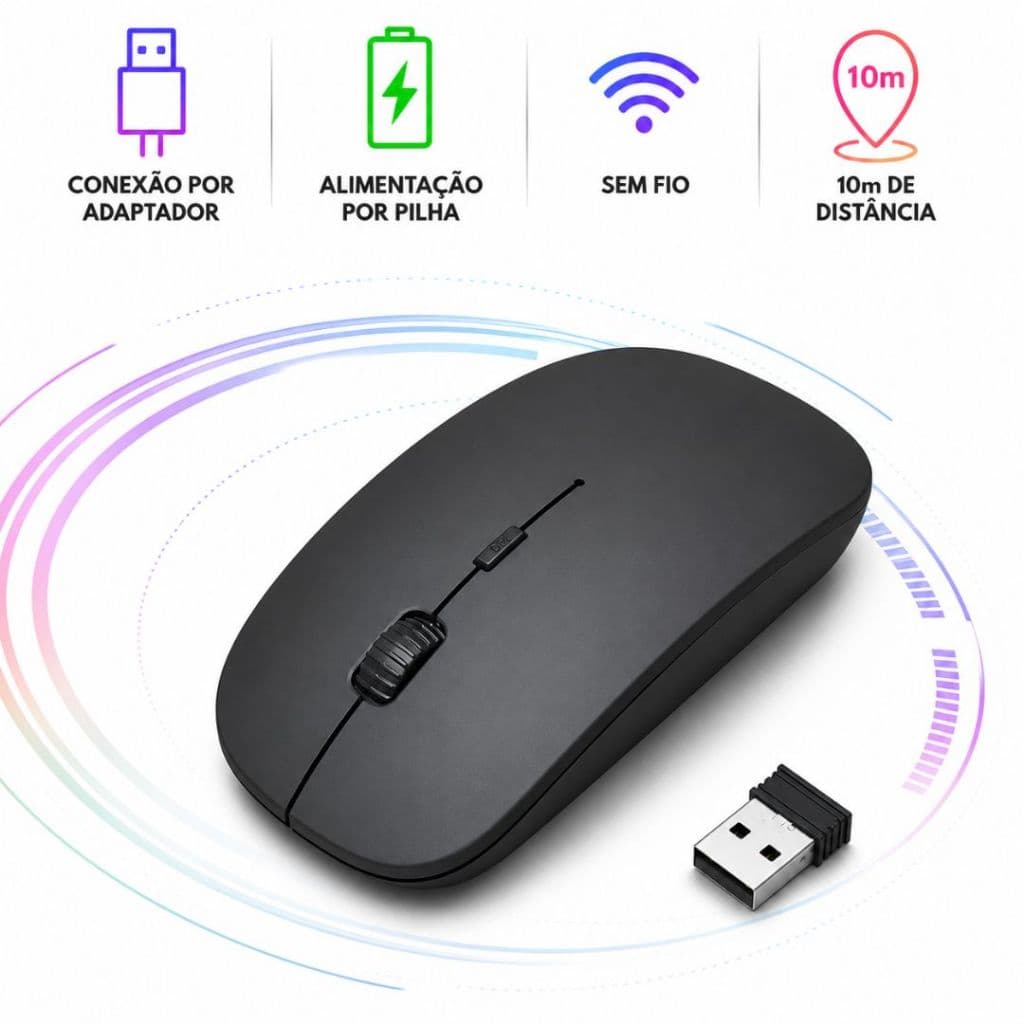 Mouse Sem Fio Portátil Pilha Notebook Windows mac Linux