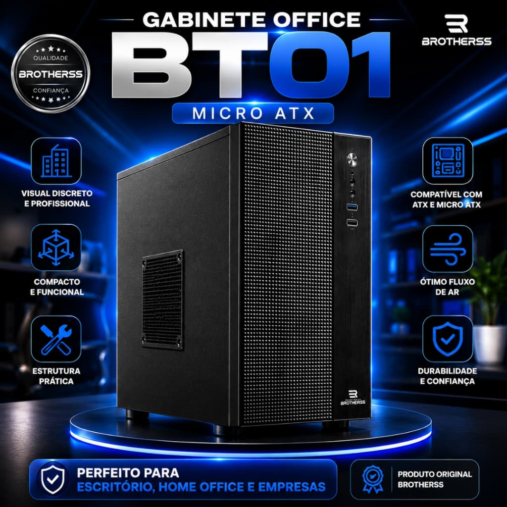 GABINETE EXECUTIVO OFFICE ATX e MICRO ATX/MINI ATX PRETO SEM FONTE