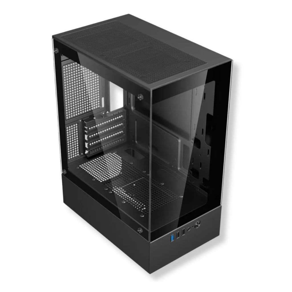 Gabinete PC Aquário Preto Lateral e Frontal - Vidro Temperado, Setup Gamer, c/ filtro de poeira