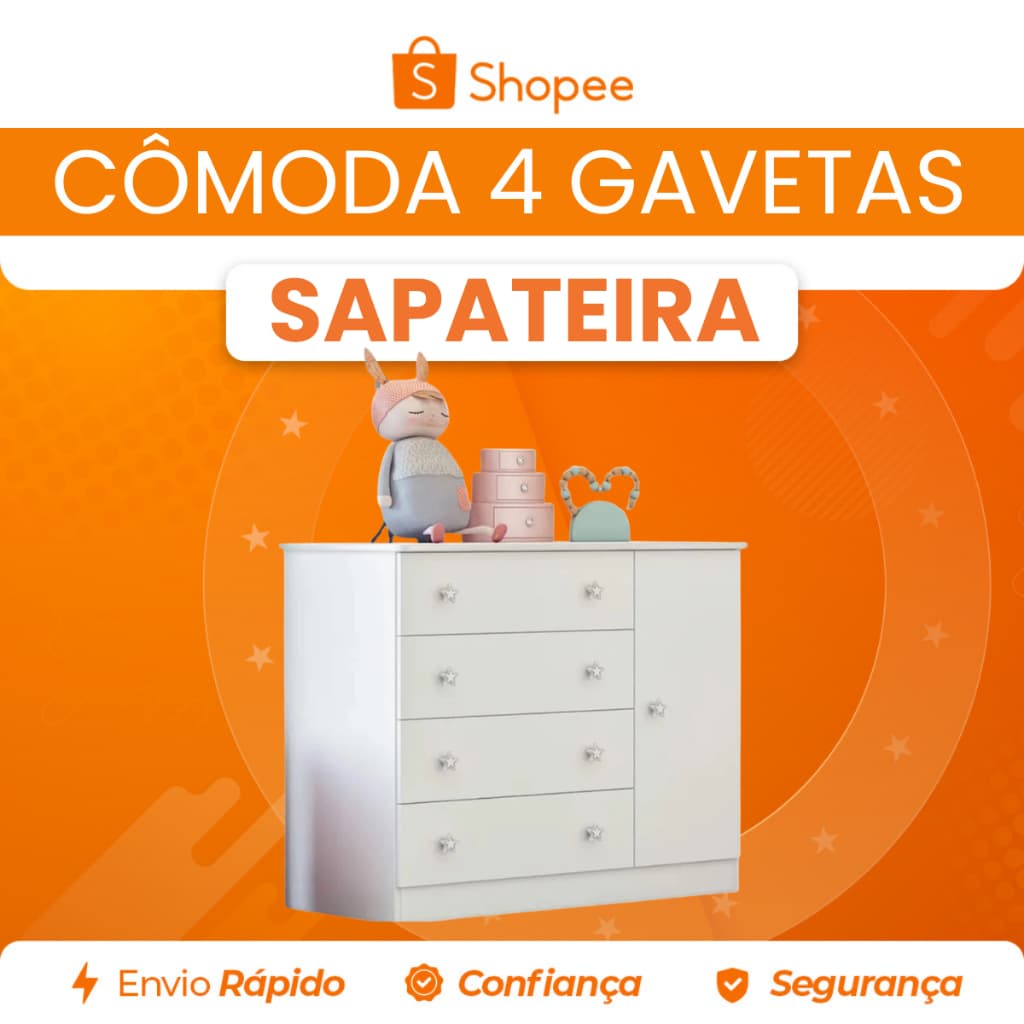 Cômoda 4 Gavetas com Porta Sapateira Doce Sonho Qmovi