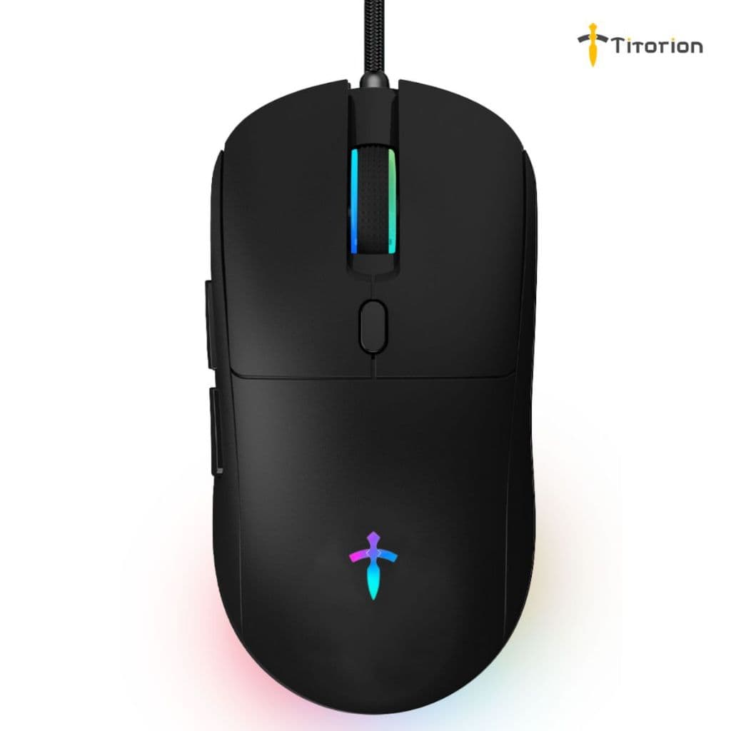 Mouse Gamer Jogo Ergonômico 7200 dpi Óptico Com Fio Led Rgb Usb Pc Computador Branco Preto Titorion