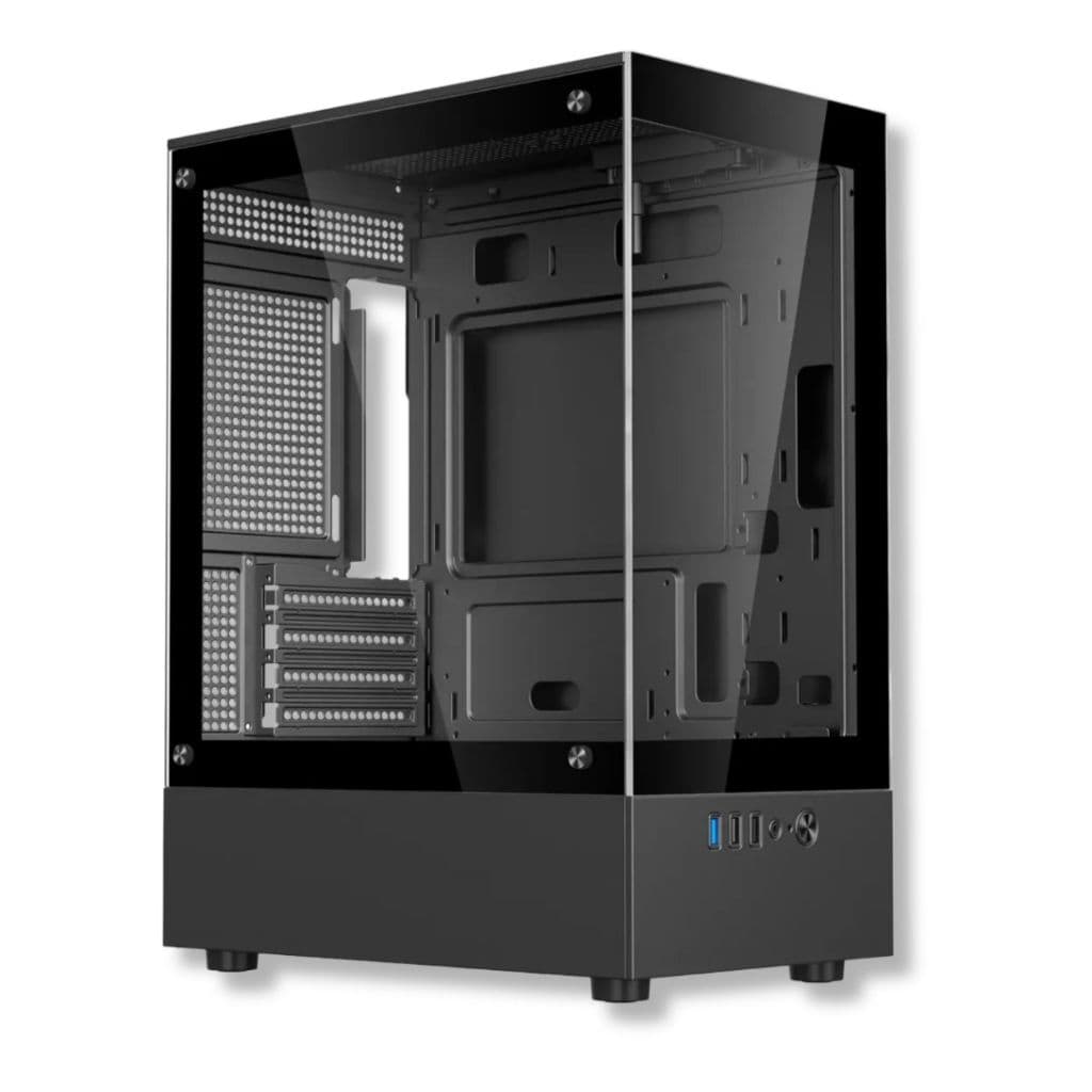 Gabinete Gamer Aquário Preto Vidro Temperado - c/ filtro de poeira, compacto, suporte para fans
