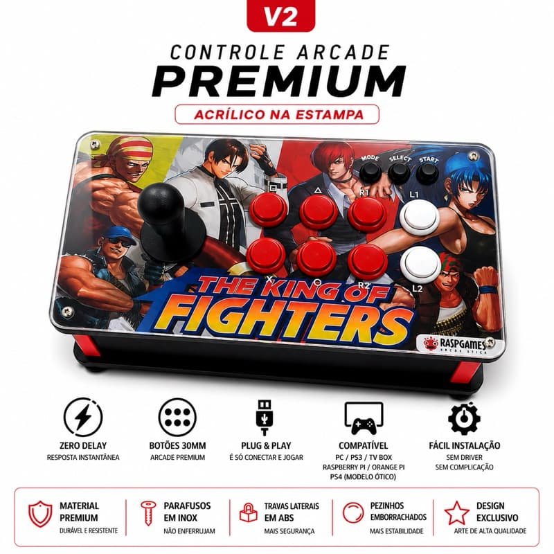 Controle zero delay Arcade Fliperama Usb Pc Pi3 Ps3 Ps4 Legacy E Tvbox - NÃO FUNCIONA EM GAME STICK