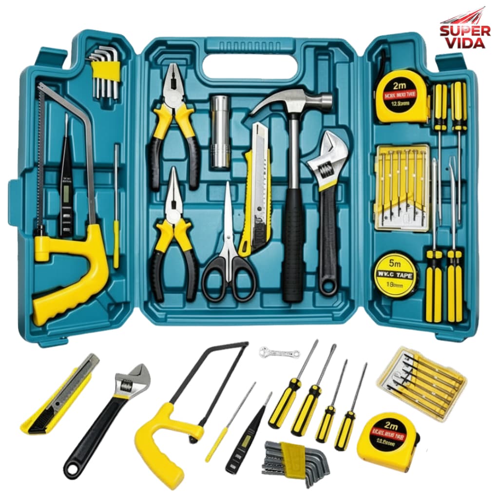 Kit Jogo De Ferramentas 27 Peças Com Maleta Chaves Allen Alicate Martelo Completos