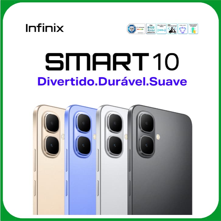 Smartphone Infinix Smart 10 4G X6725 Dual SIM de 64GB/128GB 3GB/4GB RAM de 6.67" 8+2MP 8MP