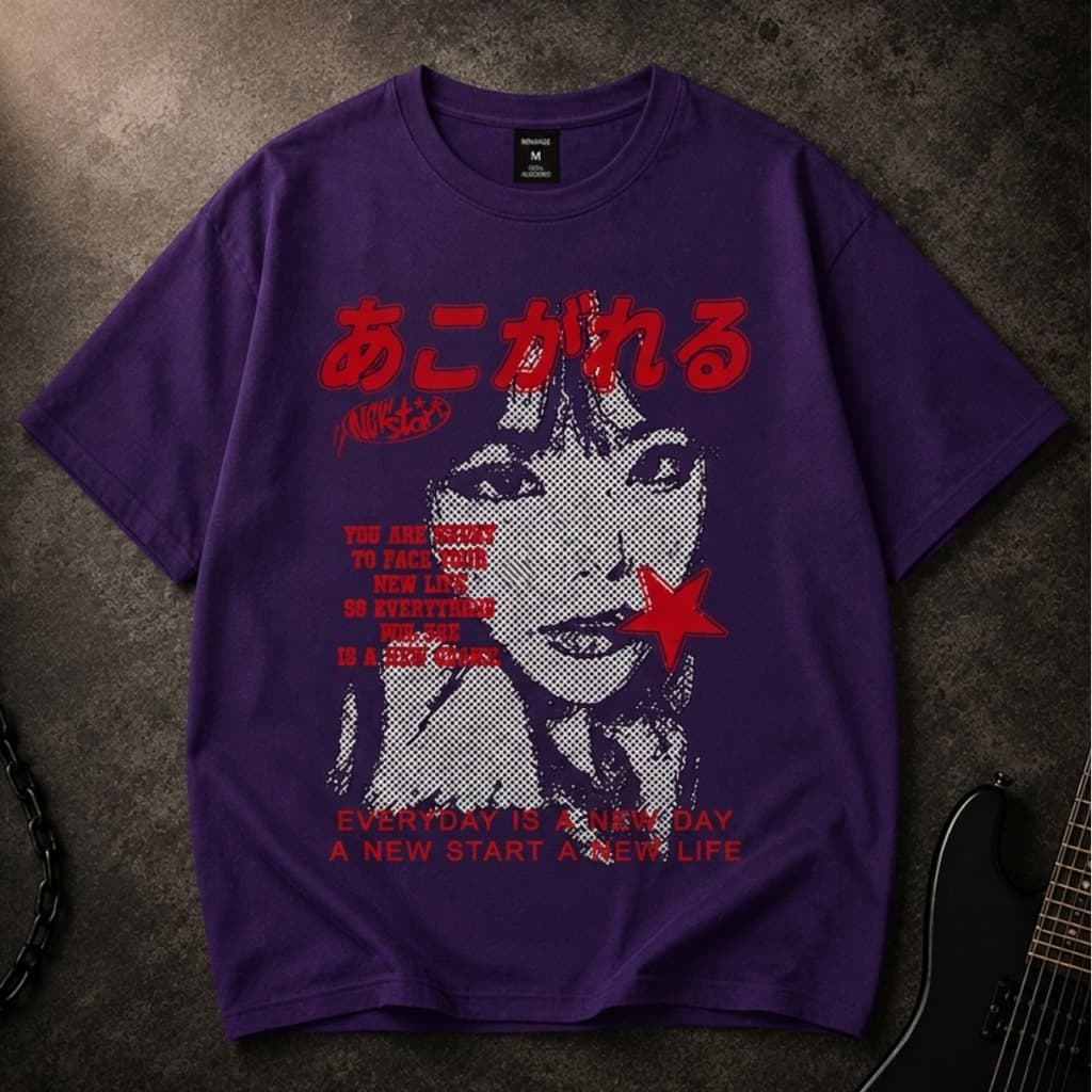 Camisa Básica Anime Y2K Sleeved Oriental Camiseta Masculina Lançamento