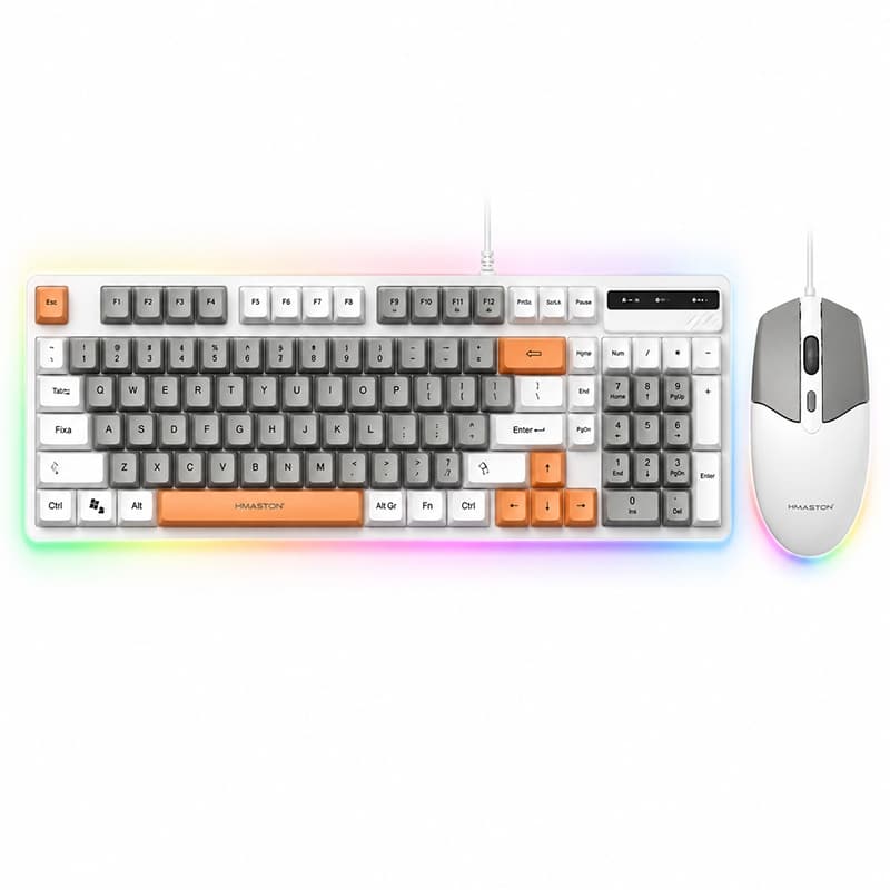 Kit Gamer RGB Teclado Semi Mecânico ABNT2 98 Teclas + Mouse Gamer 4 Botões USB Plug and Play