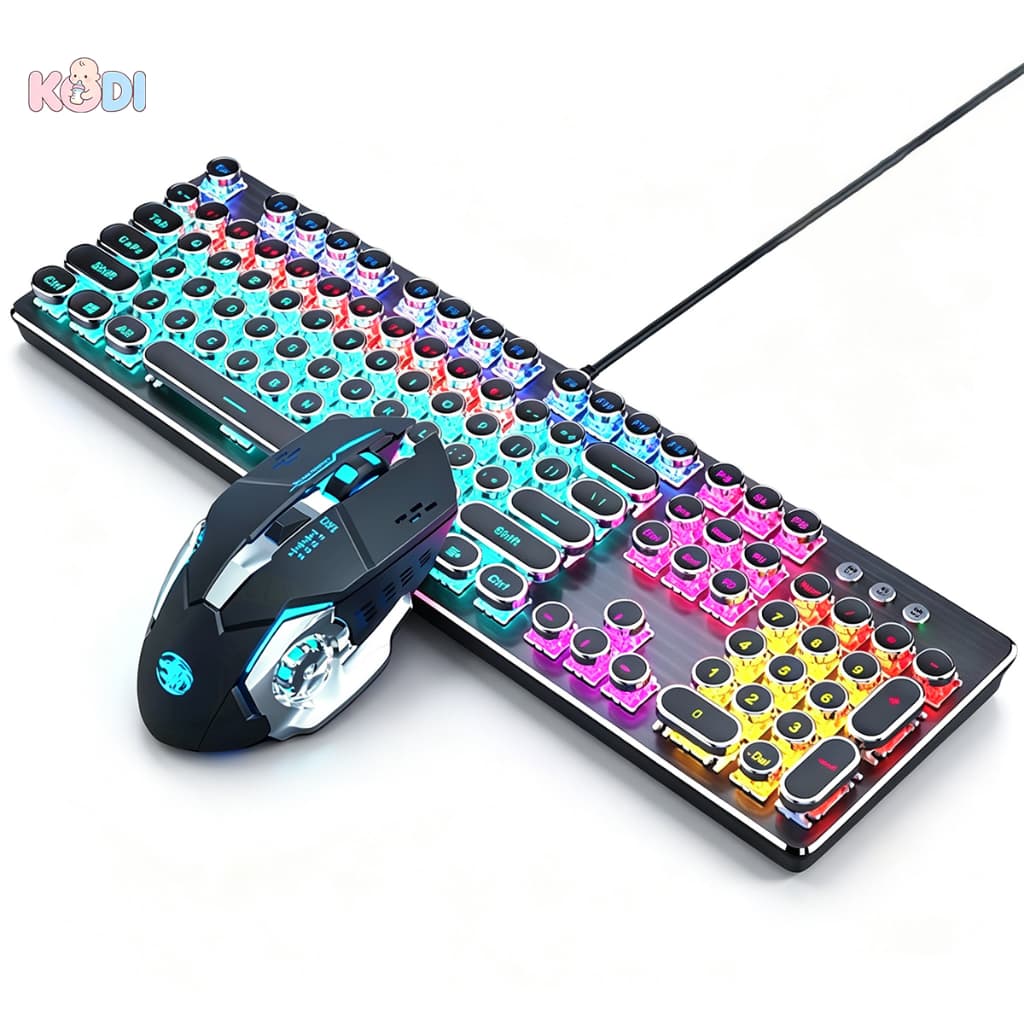 KIT Teclado 100% mecânico Punk Esports + mouse para jogos Um item obrigatório para os jogadores ABNT 2 -H7